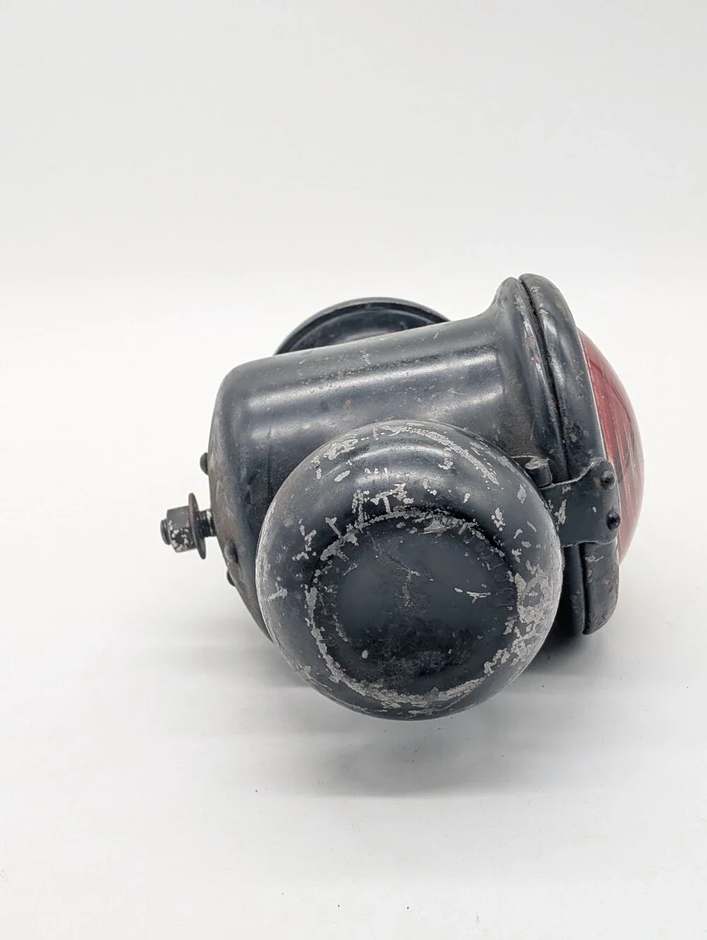 Antique Kerosene Vehicle Tail Light Lamp - Red Bullseye Glass Lens - Circa 1910s